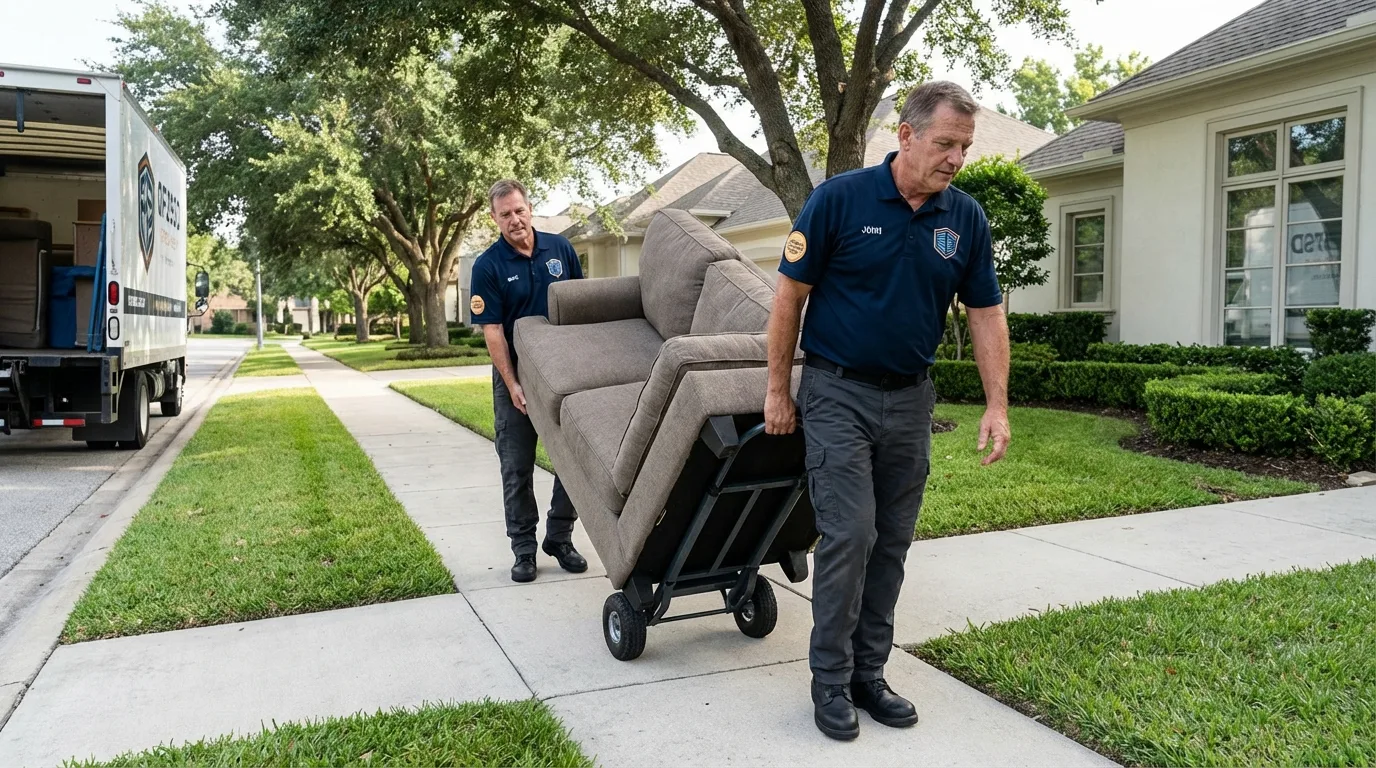 Local residential moving crew loading furniture in Pleasant Hill, CA